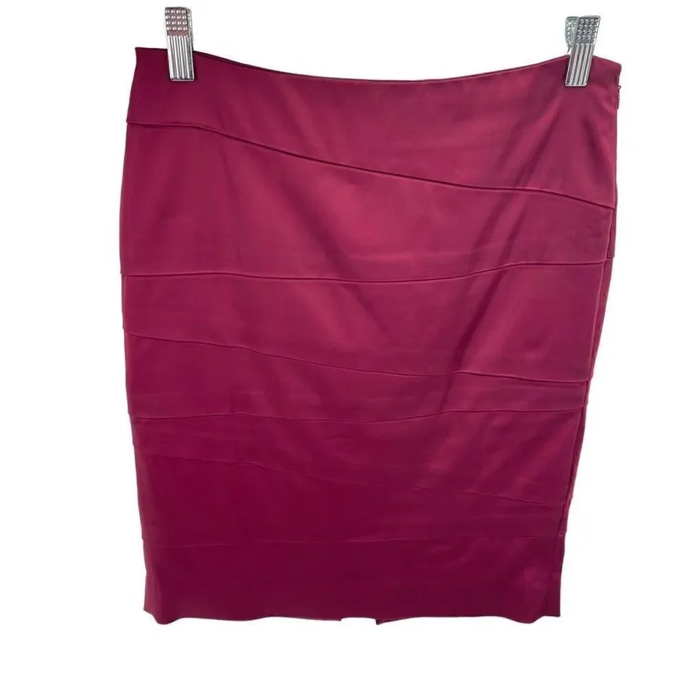 White House Black Market Womens Pencil Straight Skirt Tiered Stretch Red Size 00